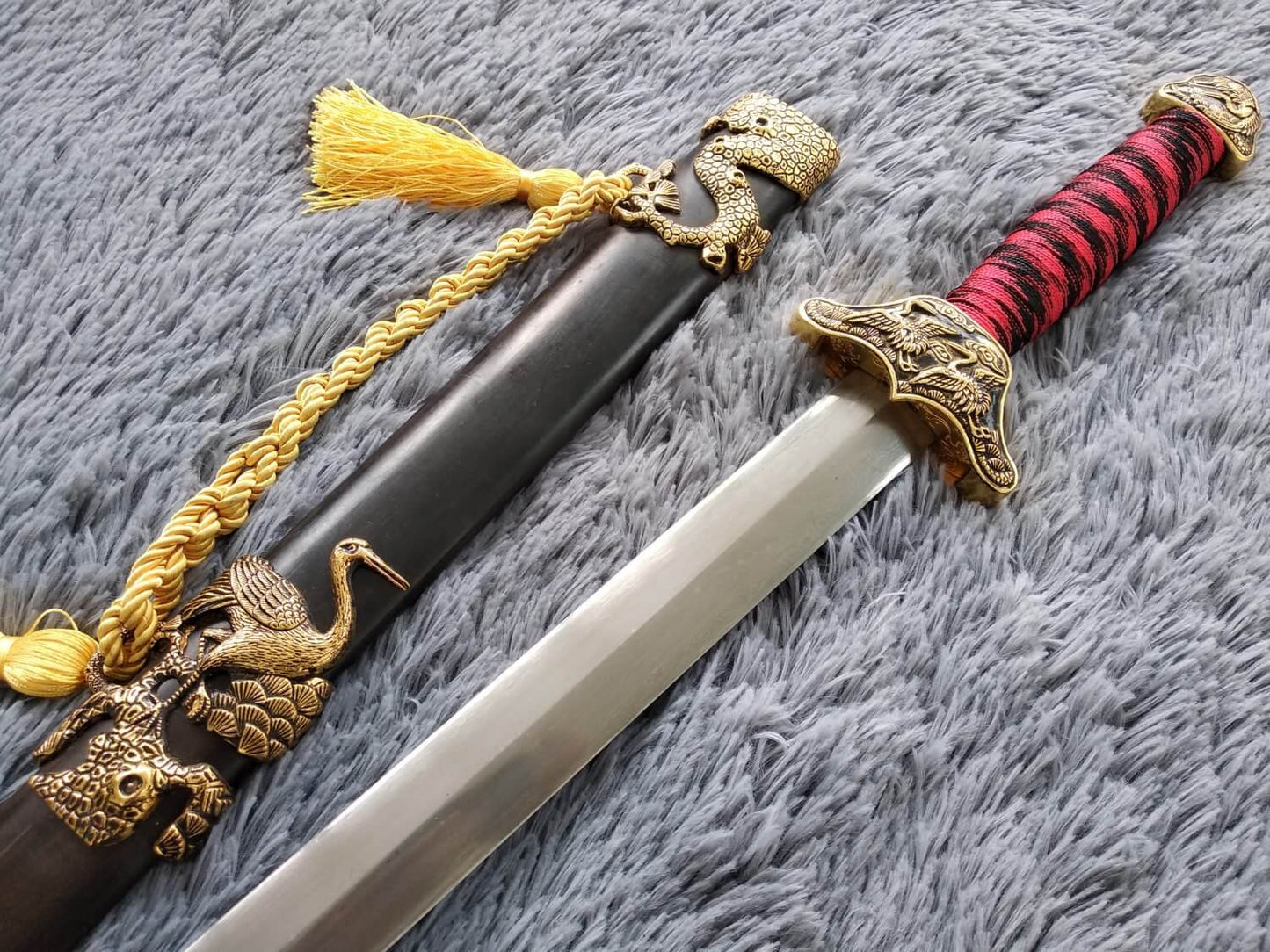 Pine crane sword,Damascus steel blade,Black wood,Alloy — alternate angle view 5