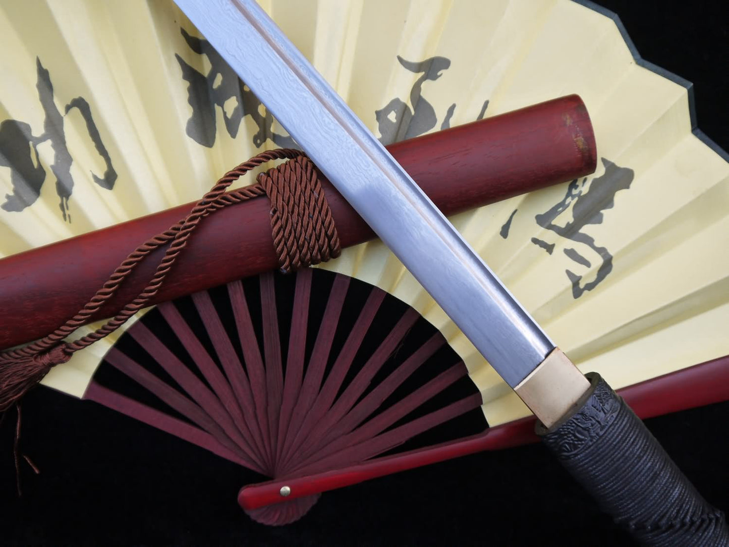 Tang sword,Folded steel,Redwood scabbard,Full tang,Length 39" — alternate angle view 5