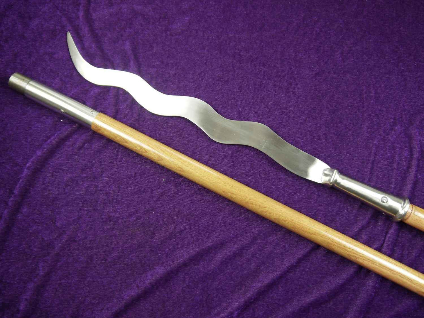 Zhang eight snake spear,Stainless steel blade,Wood rod,Kung fu — blade and hamon detail