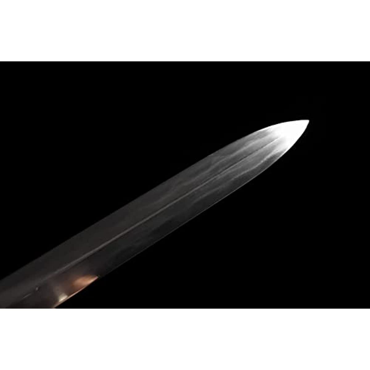 Tai Chi Eight Diagrams Sword Damascus Steel Burn Blades,Skin Scabbard,Brass Fittings — handle and fittings close-up
