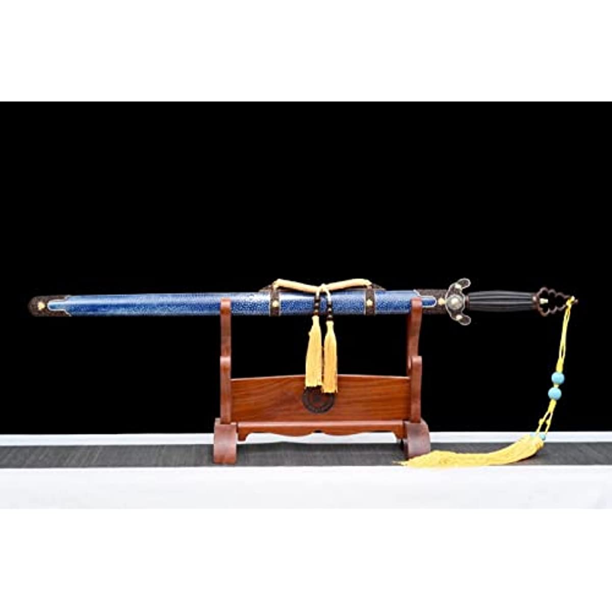 Tai Chi Eight Diagrams Sword Damascus Steel Burn Blades,Skin Scabbard,Brass Fittings — scabbard / saya detail