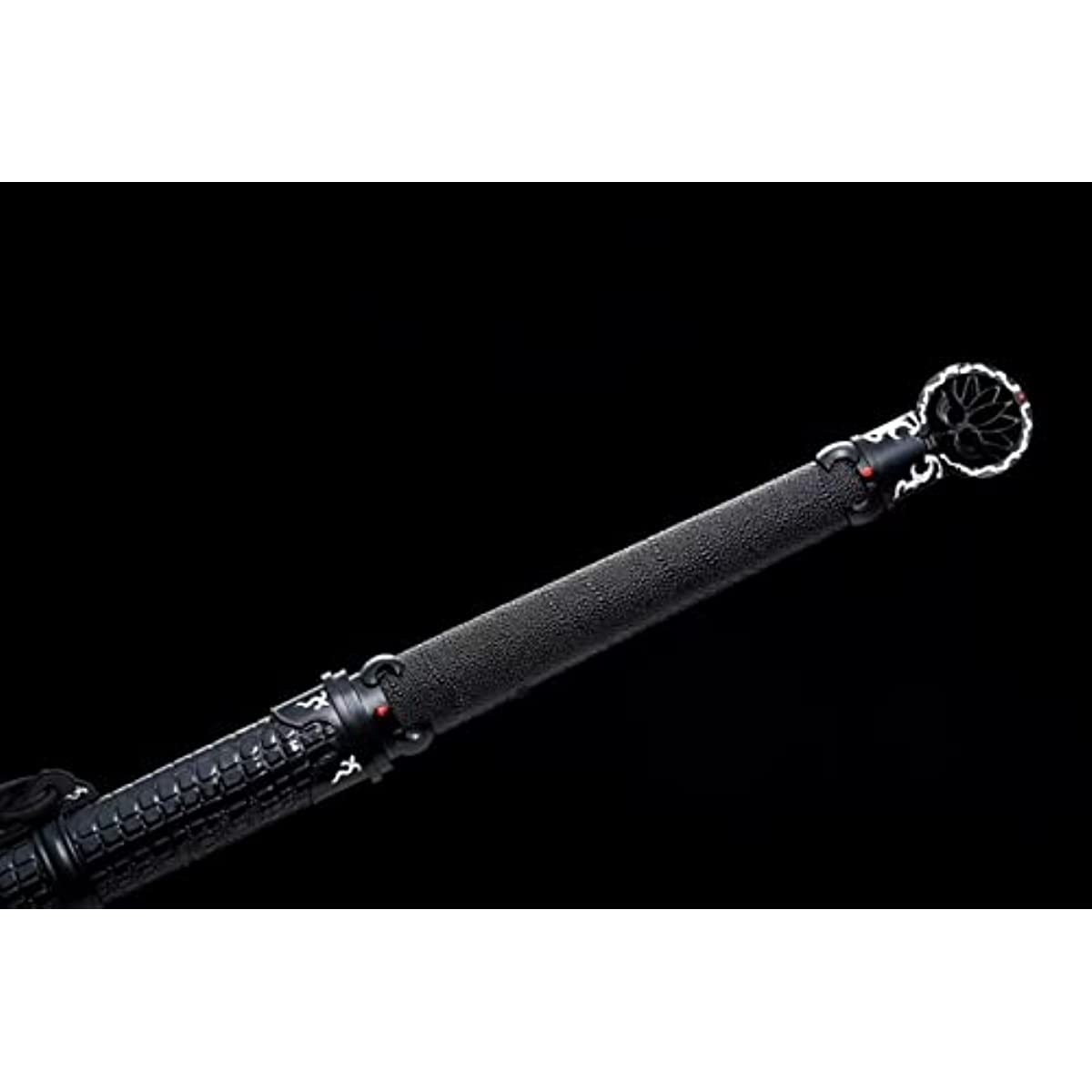 Tang dao Falchion Saber High Carbon Steel Blades,Black Appearance — blade and hamon detail