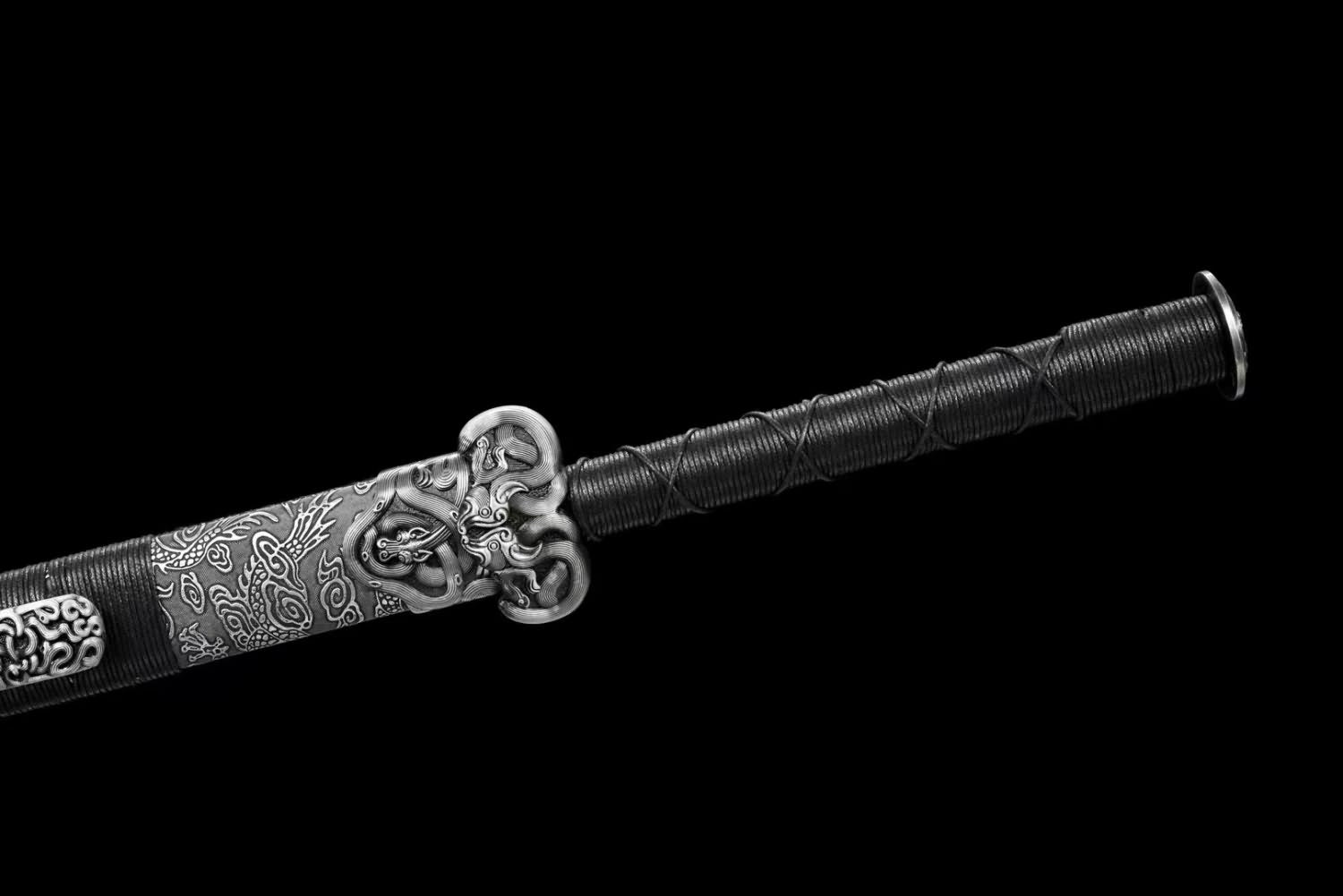 Han Sword - High Carbon Steel Blade, Silver Gray Scabbard - Martial Arts Weapon — alternate angle view 5