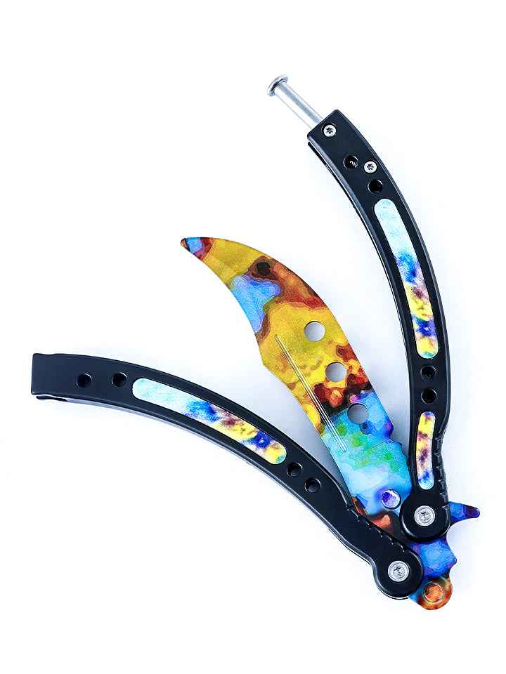 Case Hardened Butterfly Knife — blade and hamon detail