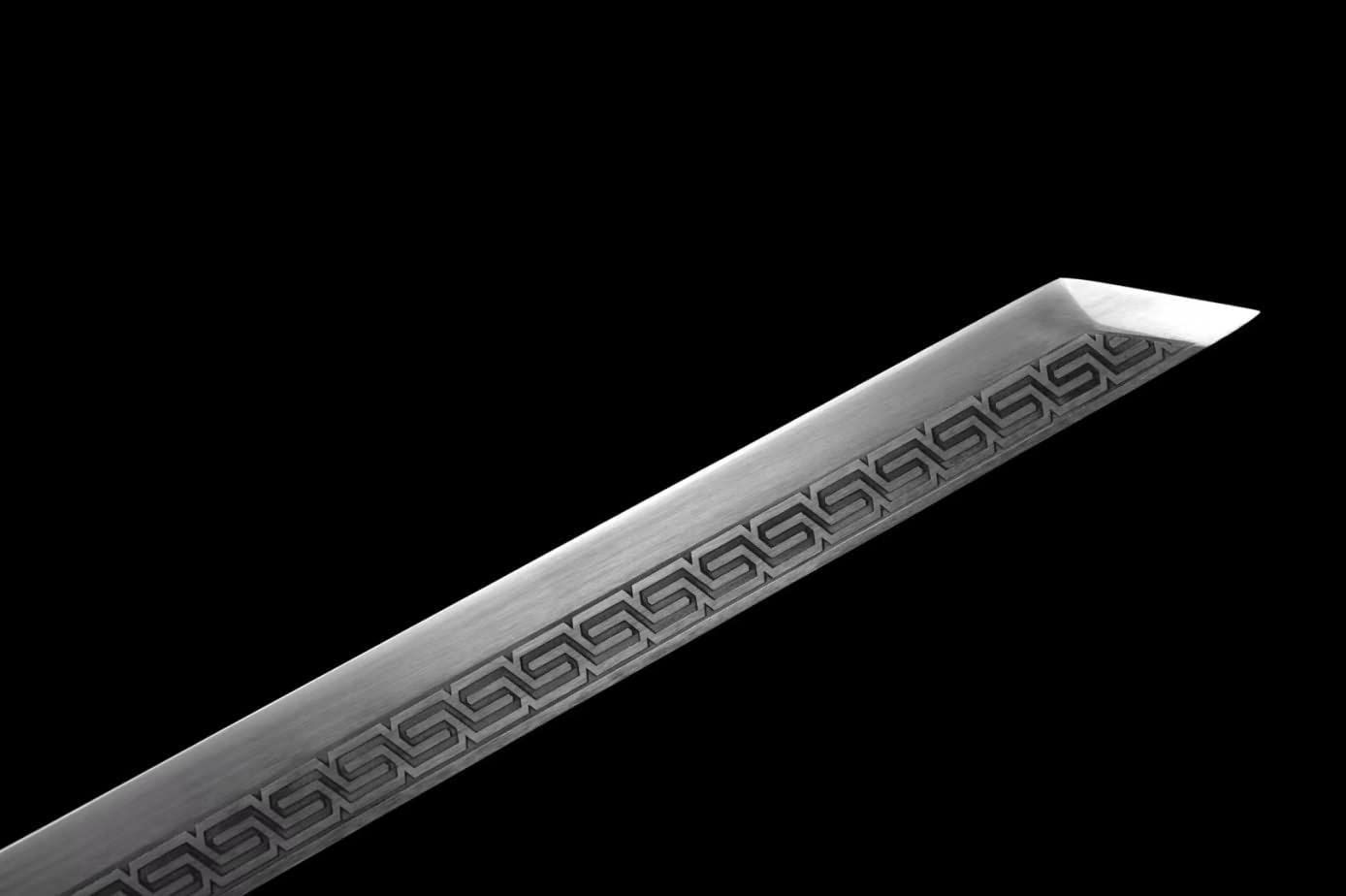 Tang Knife,Forged High Carbon Steel Blade,Alloy Fittings,Cut Tree — scabbard / saya detail