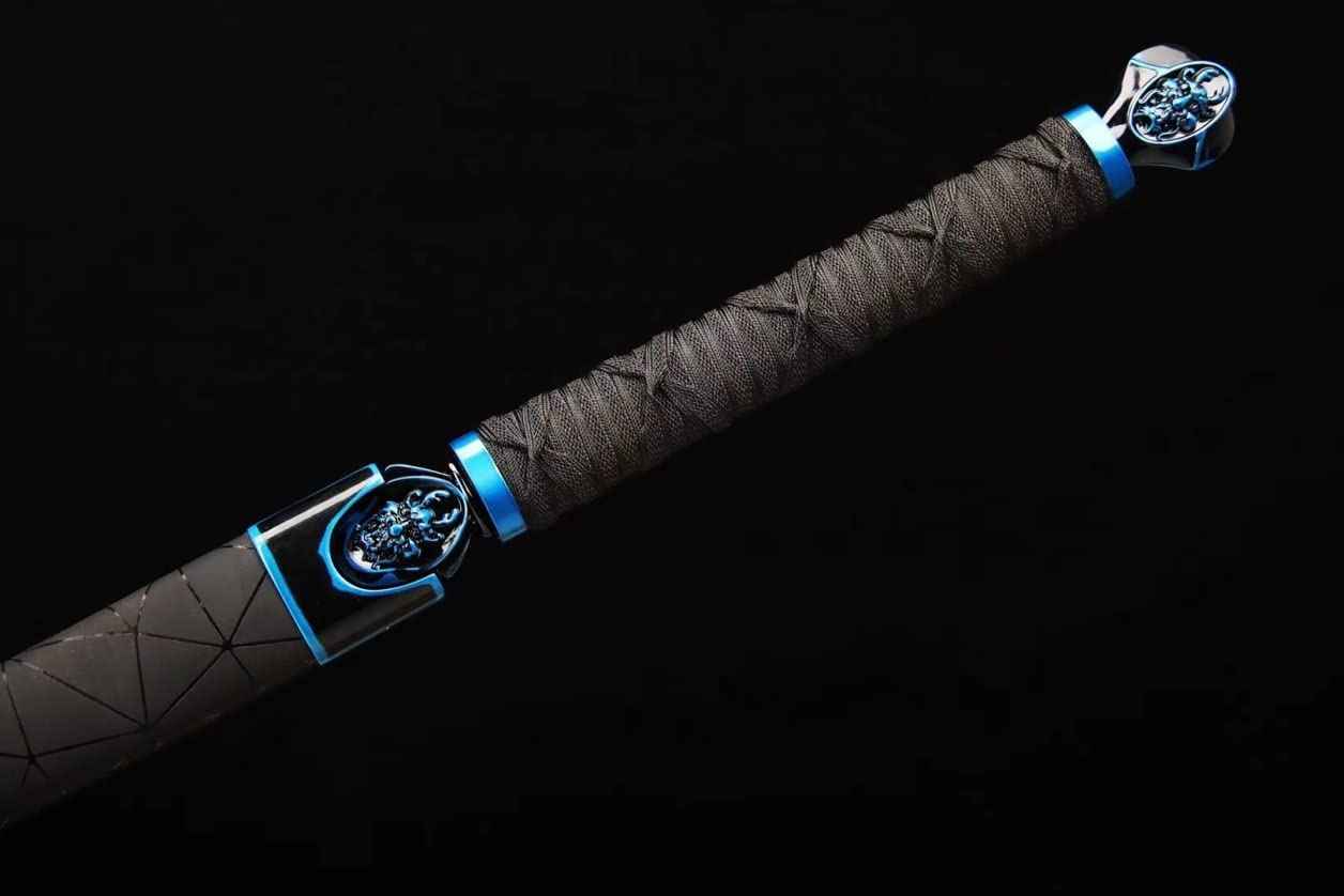 Machete,Saber Real,Full Tang High Carbon Steel Blue Blades — blade and hamon detail