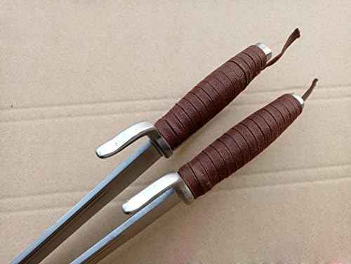 Wing Chun Eight-Cut Knives | Handmade Stainless Steel Baat Jaam Do with Copper Handle for Training & Display — handle and fittings close-up