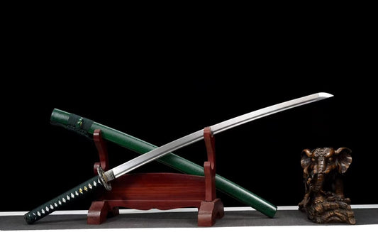 Sword Razor Sharp Samurai Forged Blade Kendo Green Scabbard — Premium Steel Samurai Sword by DRACBLADE
