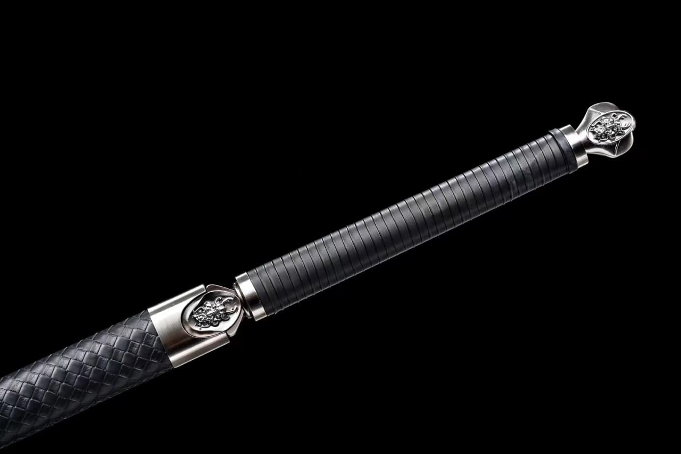 Tang Knife,Forged High Carbon Steel Blade,Alloy Fittings,Cut Tree — blade and hamon detail