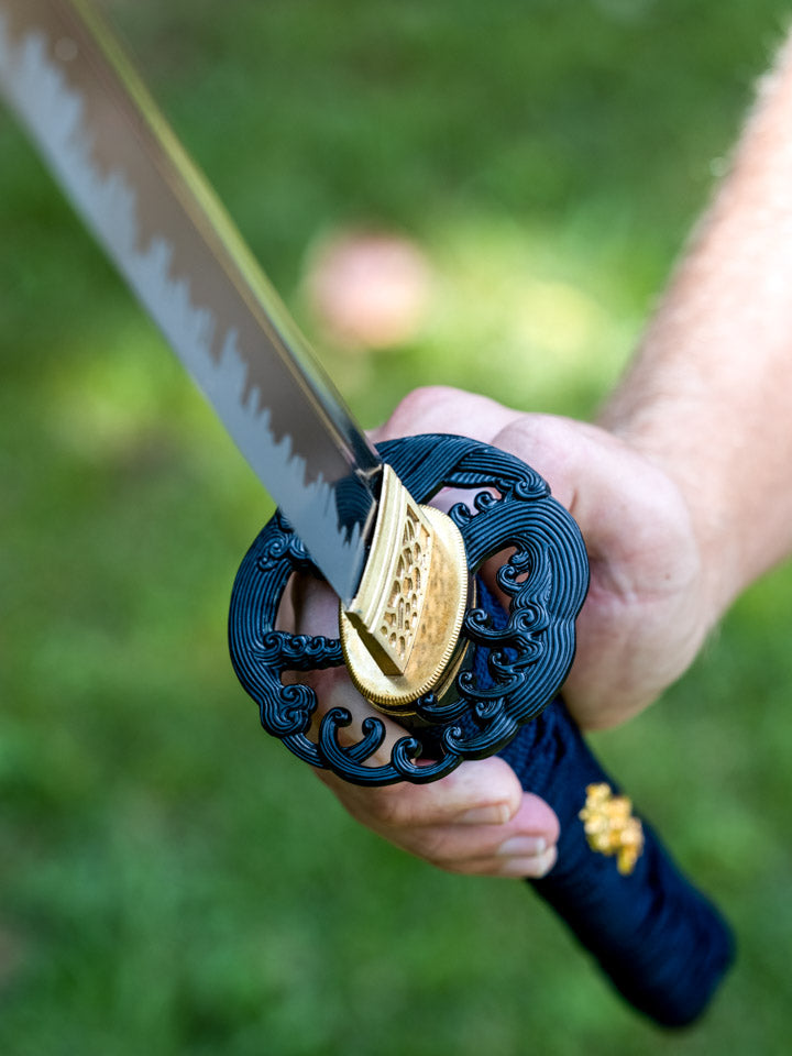 Angry Wave Katana (1060 Carbon Steel) — scabbard / saya detail