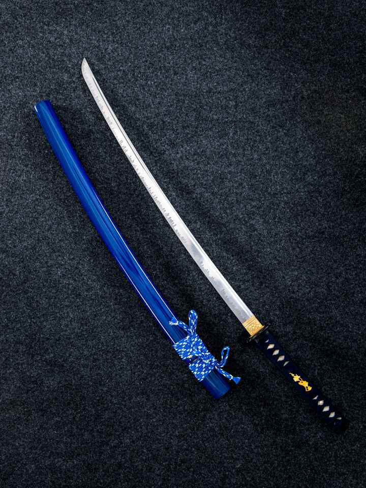 Angry Wave Katana (1060 Carbon Steel) — close-up detail view