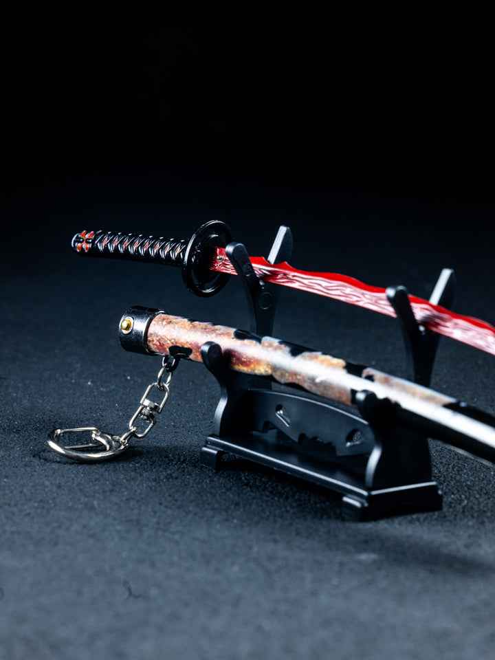 Rivers of Blood Keychain + Stand — handle and fittings close-up