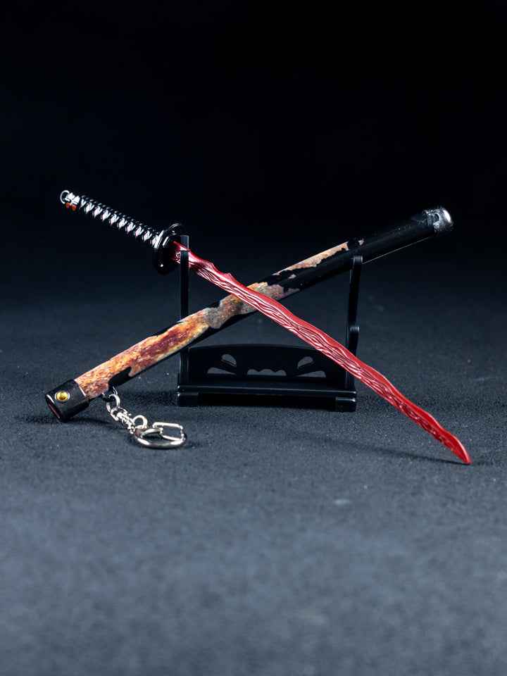 Rivers of Blood Keychain + Stand — Premium Steel Mini Katana by DRACBLADE