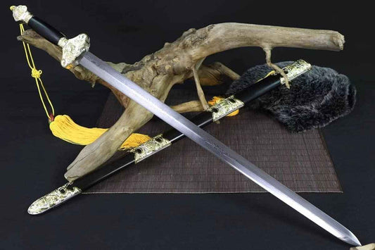 Baojian/Chinese Sword/Forged Damascus Steel Blades/Battle Ready — Folded Damascus Steel Damascus Sword by DRACBLADE