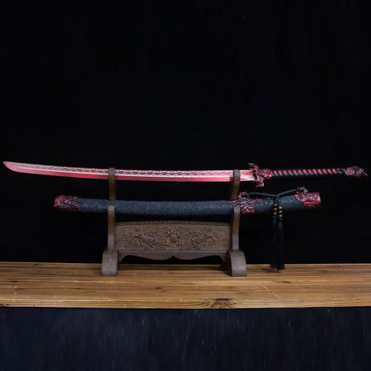 Ming Dynasty Dragon Dao Sword Handcrafted Carbon Steel Chinese Broadsword - Full View