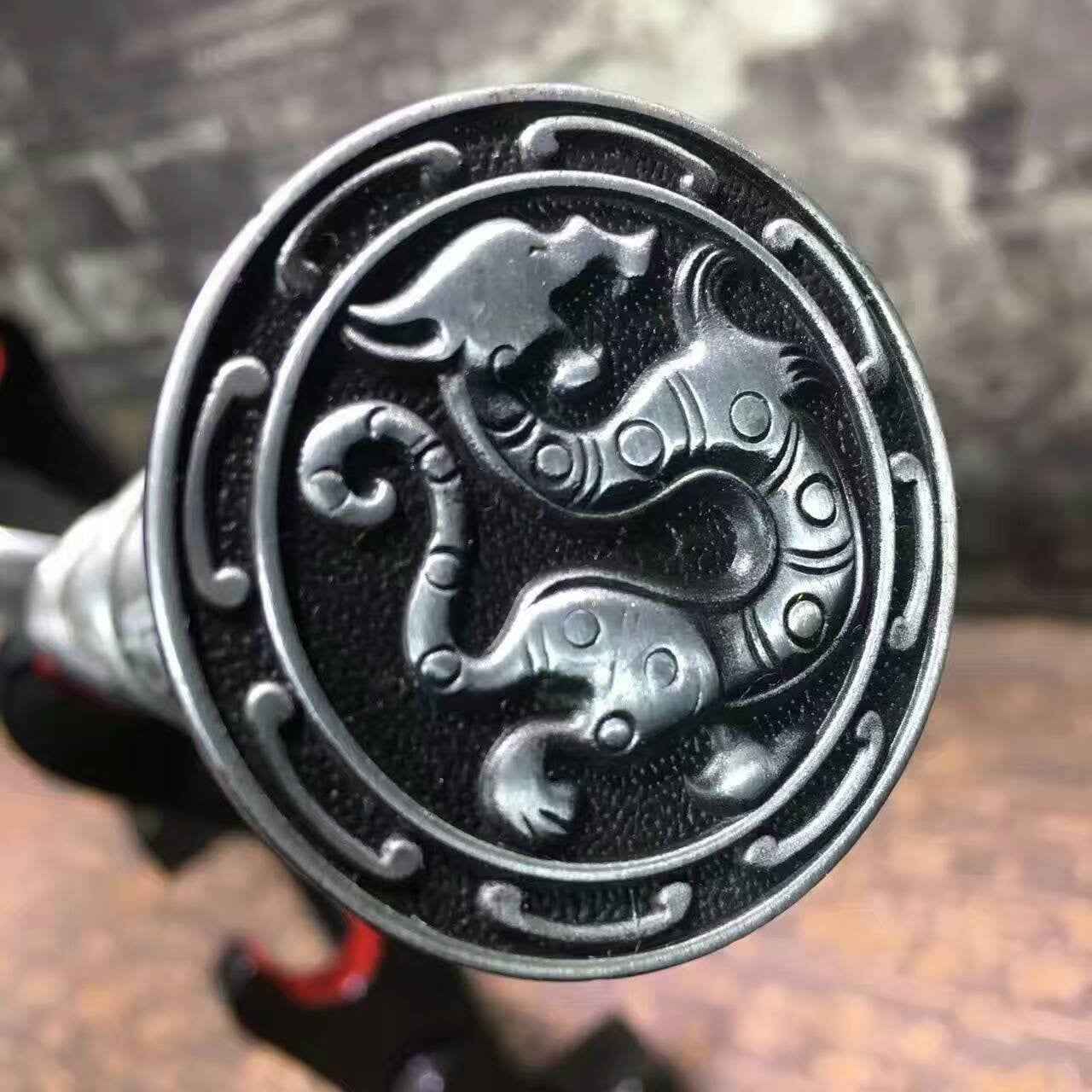 Han sword/High carbon steel eight surface blade/Rosewood/Alloy handle — blade and hamon detail