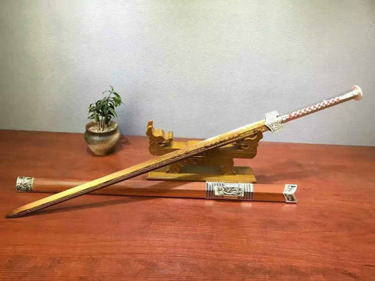 Han jian,High carbon steel Surface engraving pattern blade,Rosewood — Pattern Steel Chinese Sword by DRACBLADE