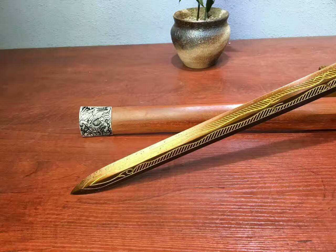 Han jian,High carbon steel Surface engraving pattern blade,Rosewood — alternate angle view 5