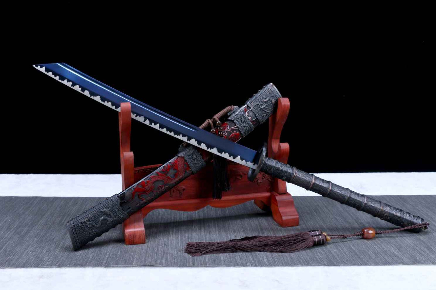 Kangxi Treasure Sword - High Carbon Steel Blade, Solid Wood Carved Scabbard — High Carbon Steel Chinese Sword by DRACBLADE