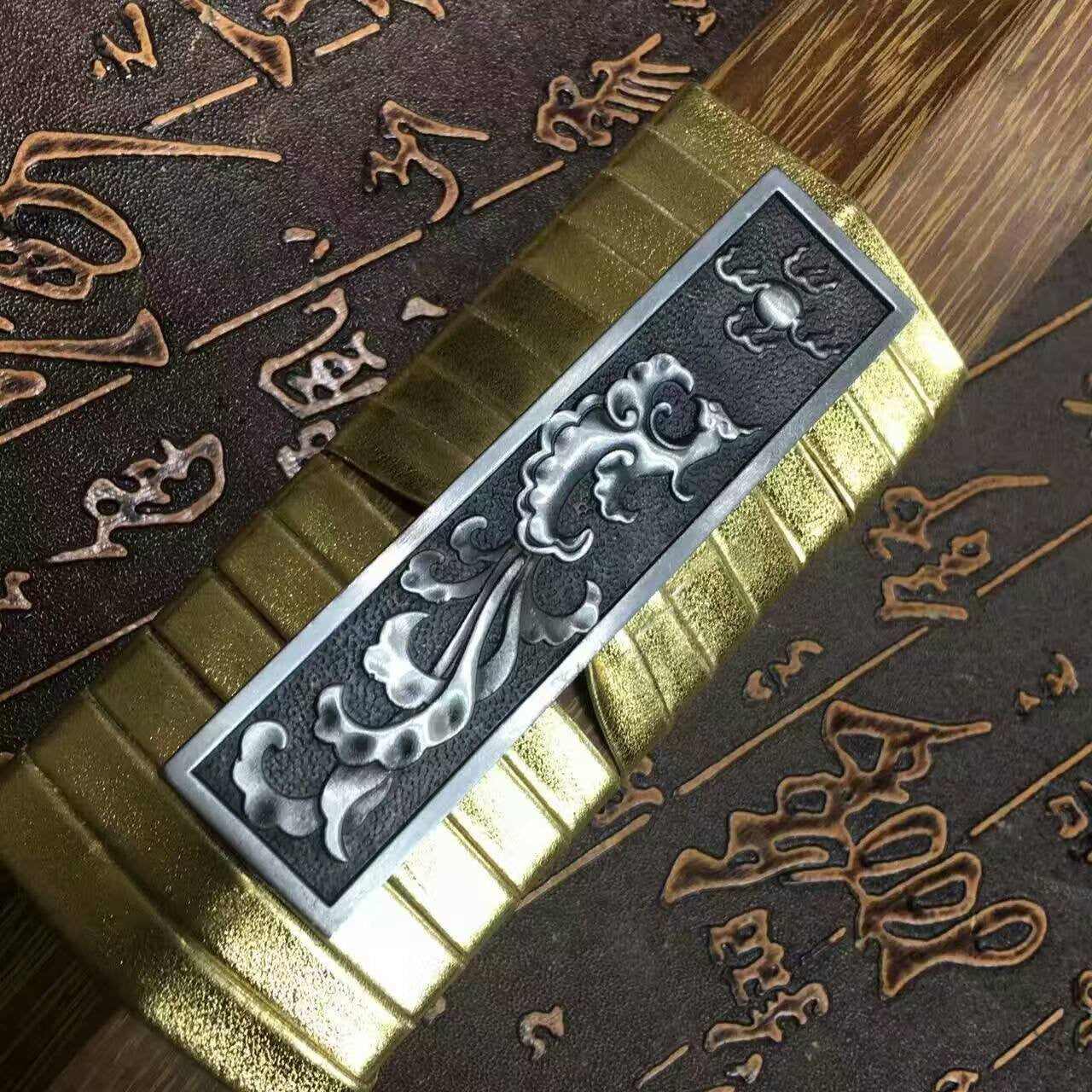 Han sword/High carbon steel eight surface blade/Rosewood/Alloy handle — scabbard / saya detail