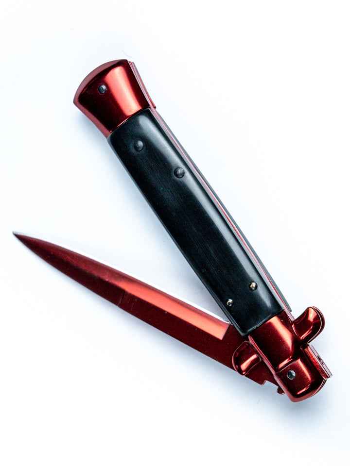 Crimson Web Stiletto Knife — scabbard / saya detail