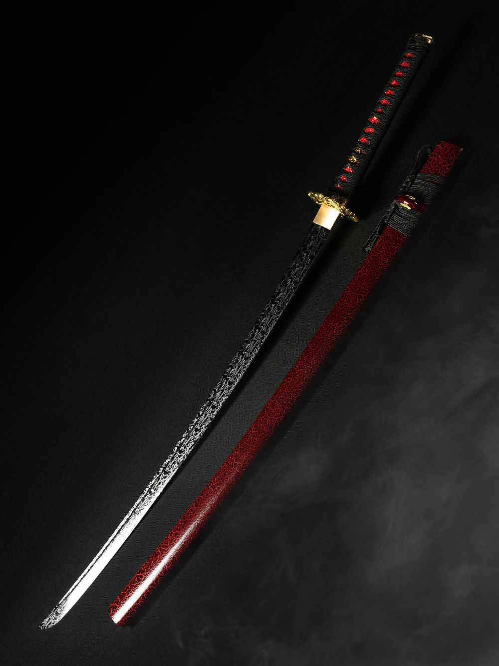 Kurayami Katana (1060 Carbon Steel) — blade and hamon detail