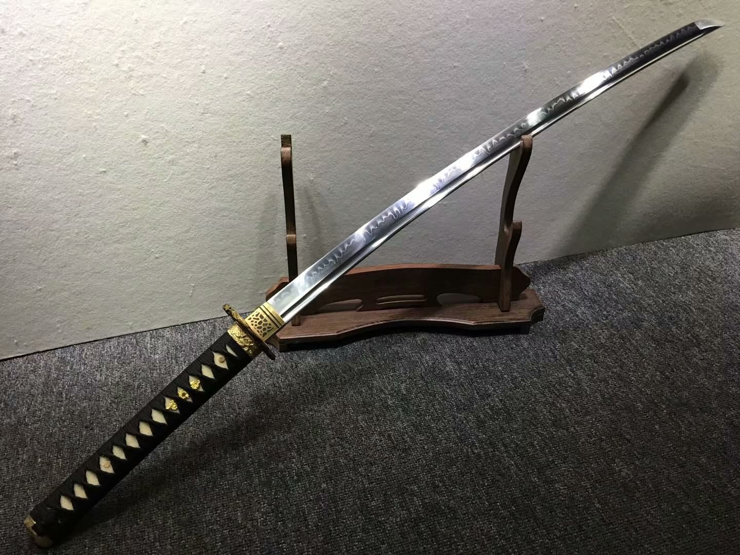 Katana,Hand forged,High carbon steel burn blade,Brass,Full tang,E — alternate angle view 5