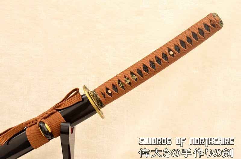 Katana - Sakakibara Yasumasa 9260 — handle and fittings close-up