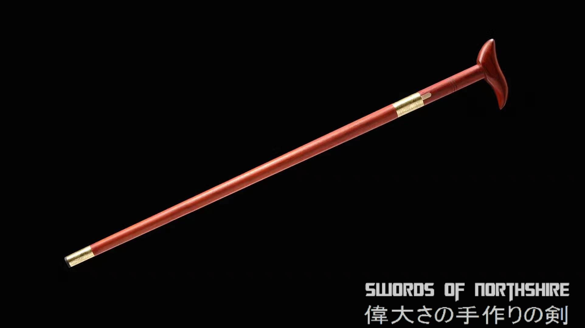 Sword Cane - Pan Dingxin 1060 — handle and fittings close-up