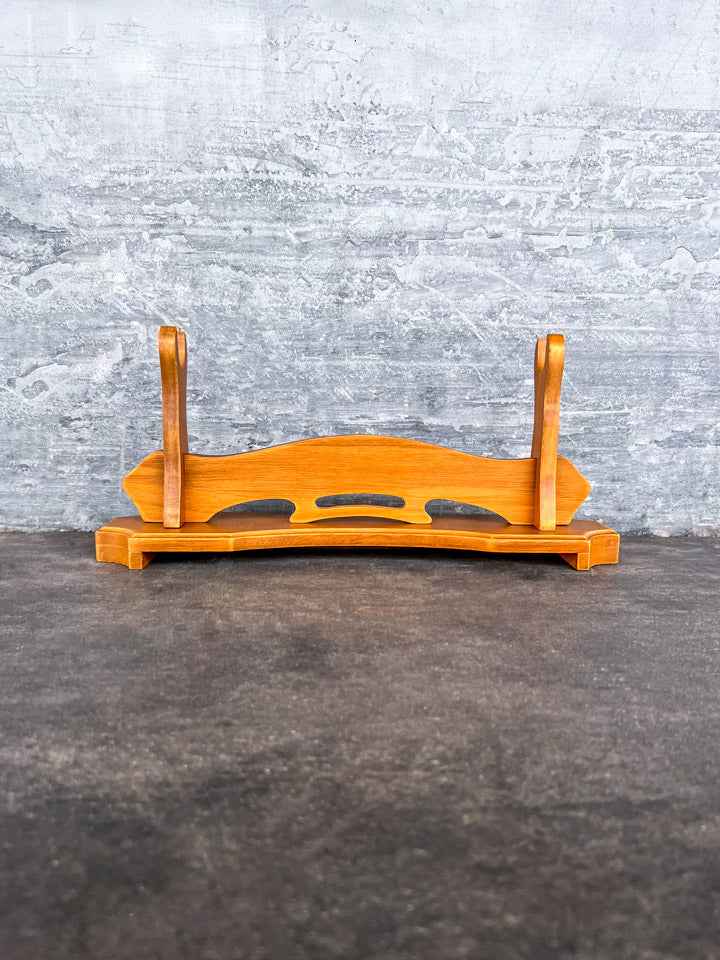 Platform Single Sword Stand — blade and hamon detail