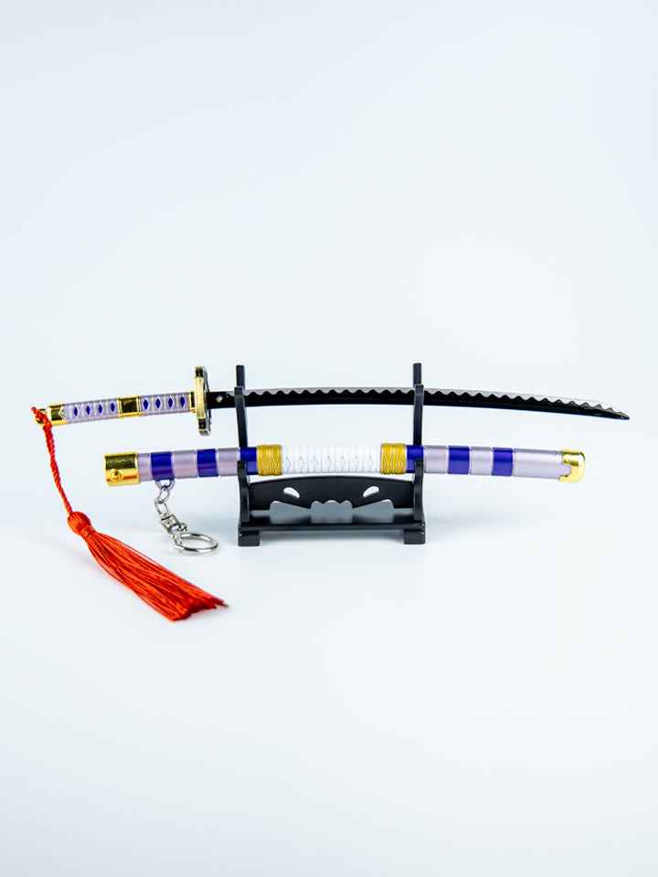 Nidai Kitetsu Keychain + Stand — Premium Steel Mini Katana by DRACBLADE