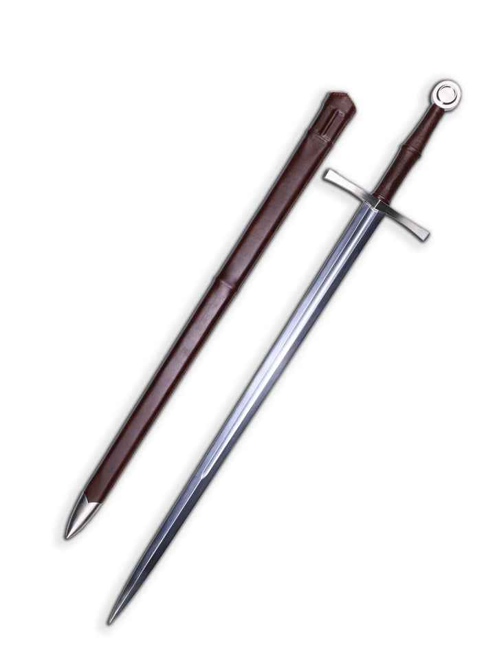Medieval Longsword (65 Manganese Steel) — handle and fittings close-up