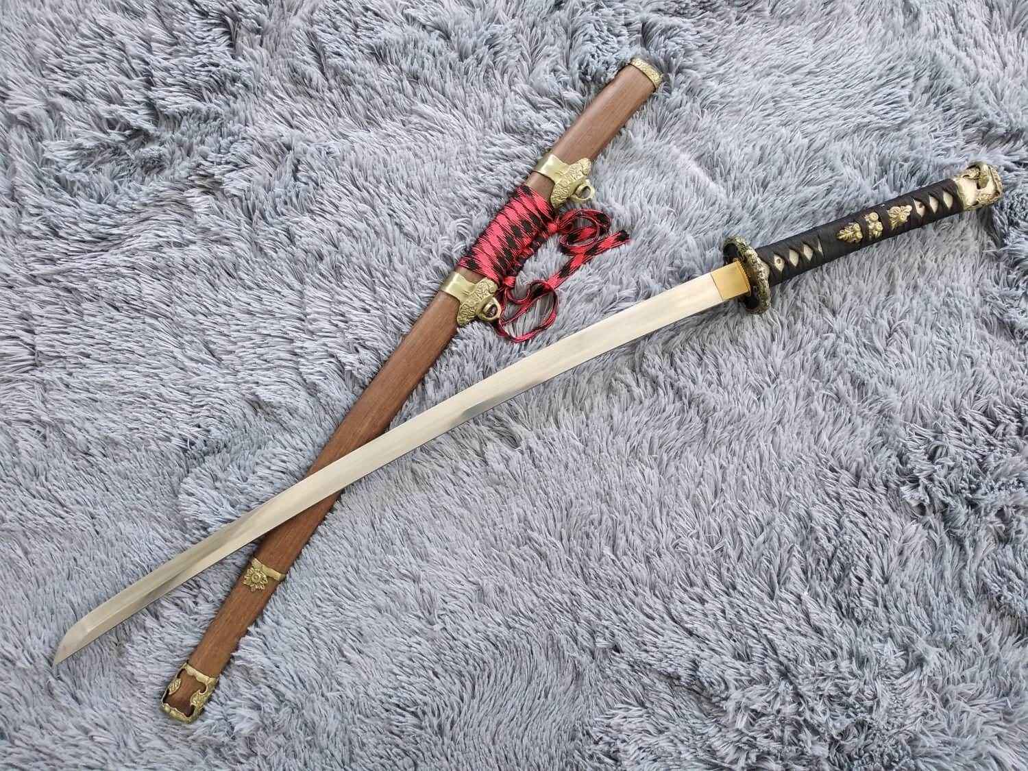 Nihontou Tachi,High carbon steel Clay temper,Rosewood,Alloy — High Carbon Steel Japanese Tachi by DRACBLADE