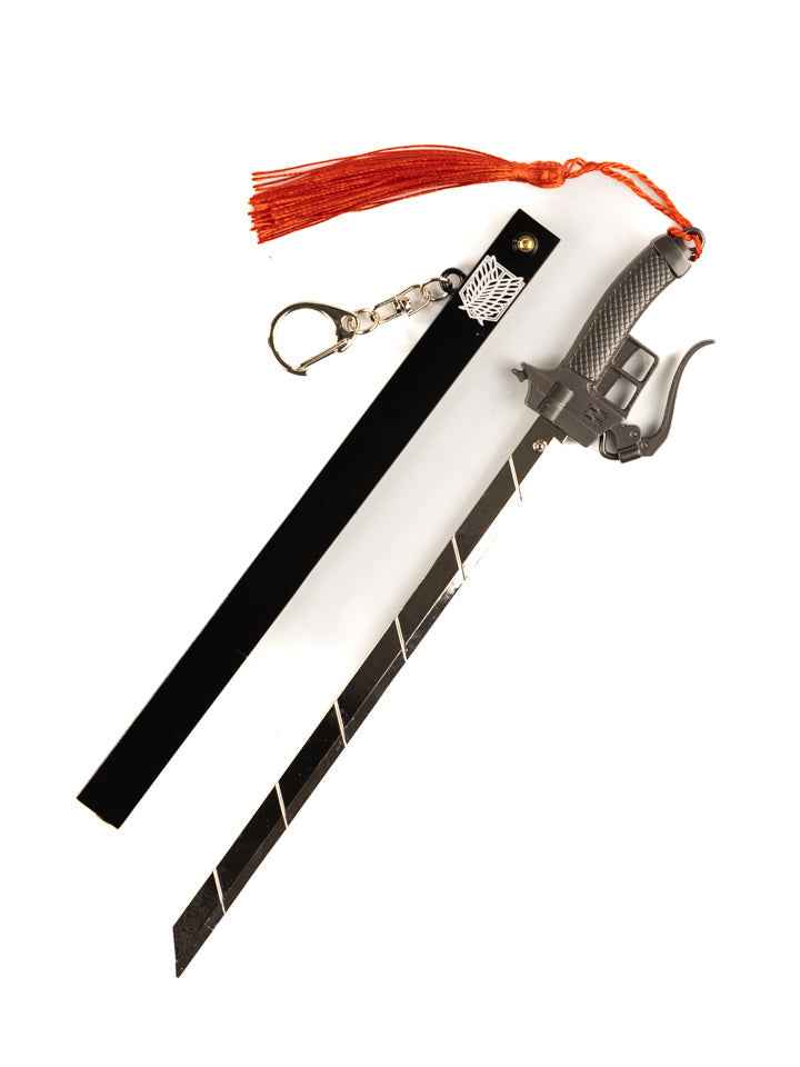 AOT Sword Keychain + Stand — blade and hamon detail