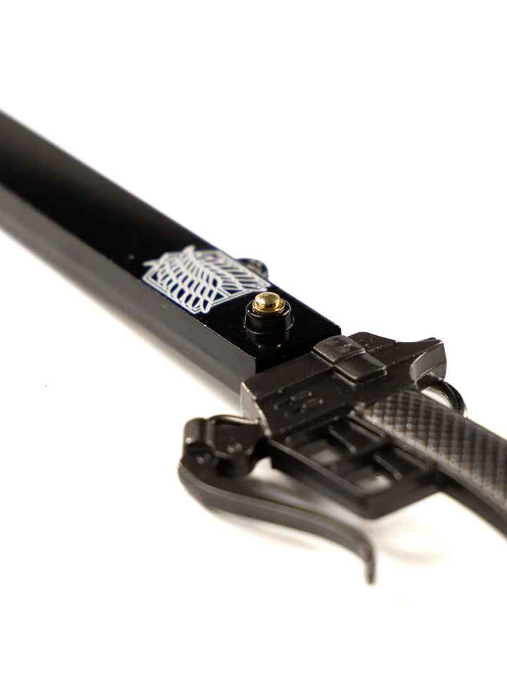 AOT Sword Keychain + Stand — handle and fittings close-up