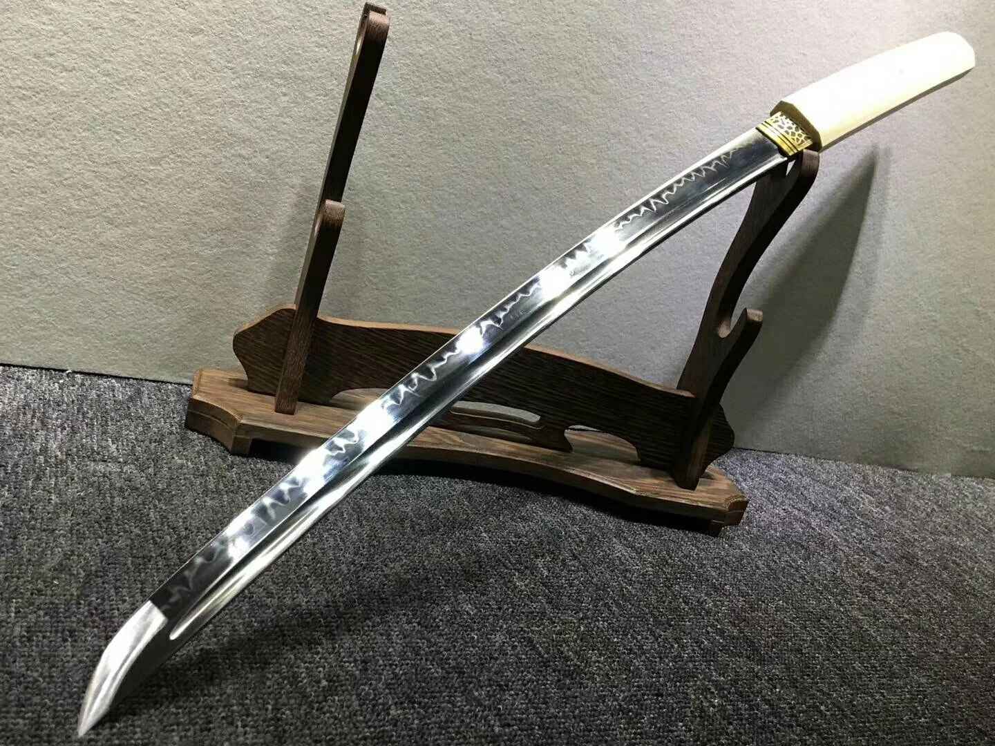 Katana,Handmade High carbon steel burn blade,Beech wood,Length 30" — High Carbon Steel Samurai Sword by DRACBLADE