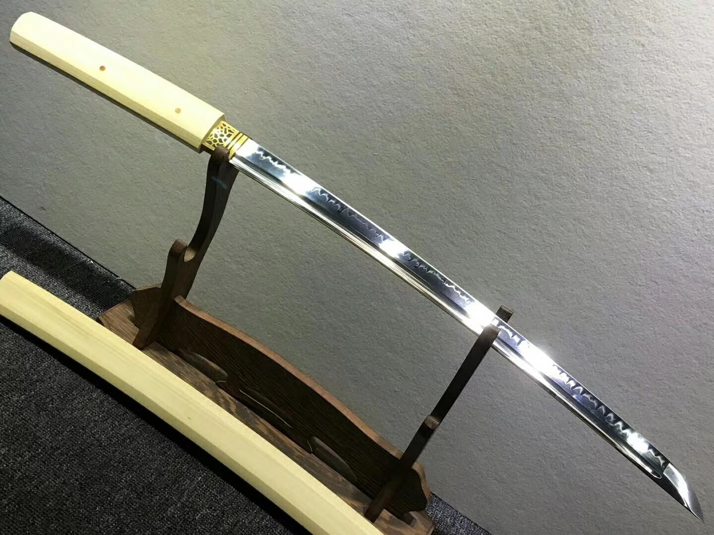Katana,Handmade High carbon steel burn blade,Beech wood,Length 30" — scabbard / saya detail