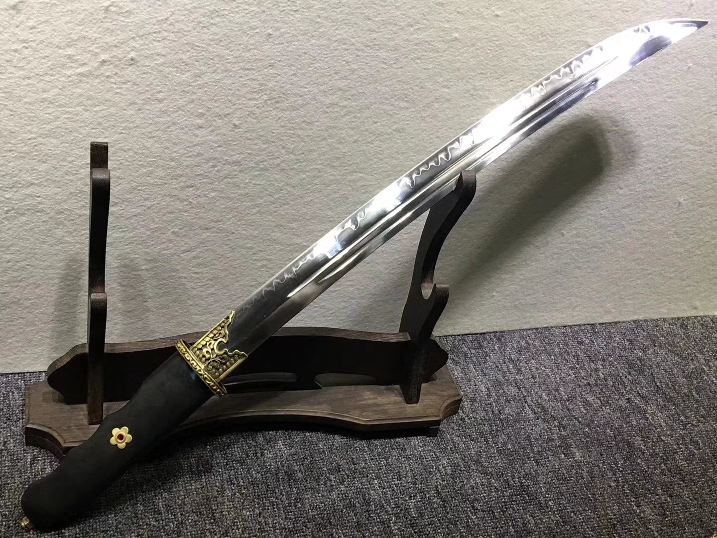 Persian knife,Sabre,High carbon steel burn blade,Ebony,Brass — scabbard / saya detail