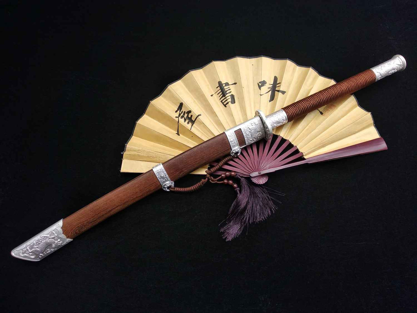 Kangxi Dao,Broadsword,High carbon steel burn Blade,Rosewood — blade and hamon detail