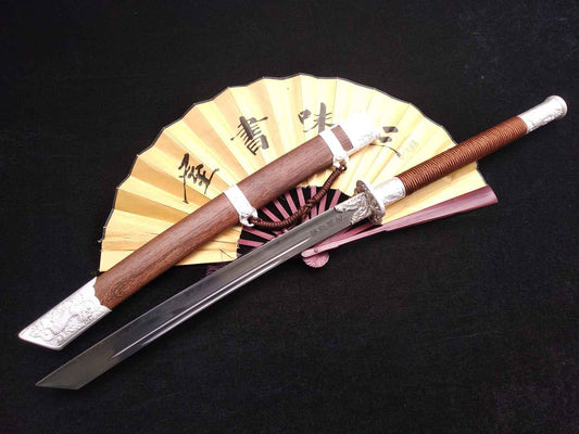 Kangxi Dao,Broadsword,High carbon steel burn Blade,Rosewood — High Carbon Steel Chinese Sword by DRACBLADE