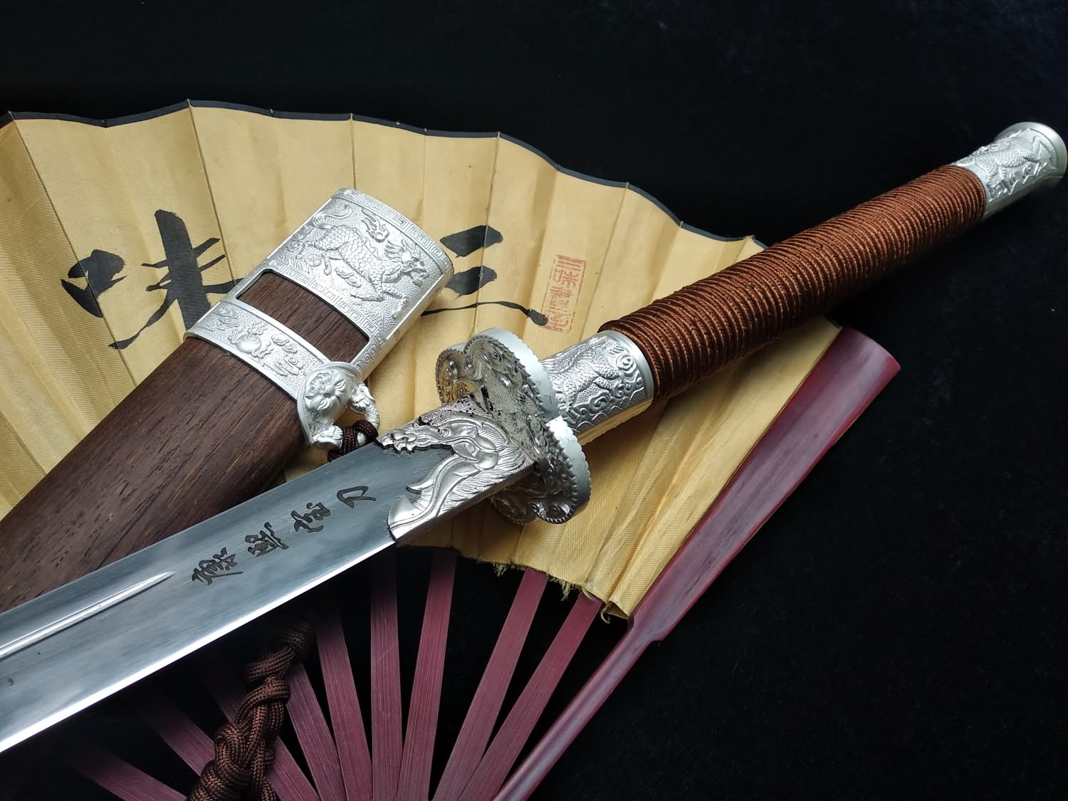 Kangxi Dao,Broadsword,High carbon steel burn Blade,Rosewood — alternate angle view 5