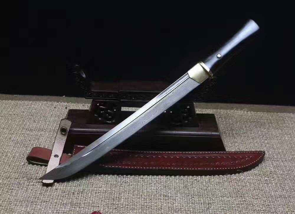 Dagger sword,Folding steel blade,Cowhide scabbard,Length 18 inch — Premium Steel Dagger by DRACBLADE