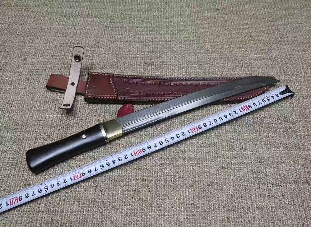 Dagger sword,Folding steel blade,Cowhide scabbard,Length 18 inch — blade and hamon detail