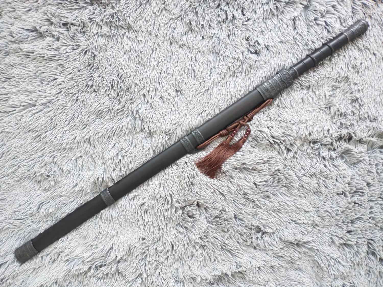 Handcrafted wolong jian Sword with Forged High Carbon Steel Blade and Alloy Fittings-Perfect for China kung fu — blade and hamon detail
