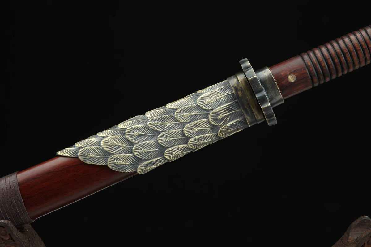 Fengyu dao Sword Real Forged Damascus Blades,Brass Fittings — blade and hamon detail