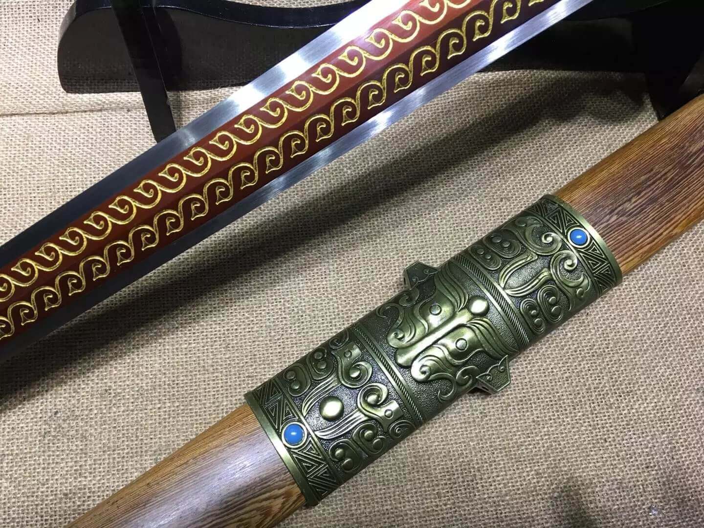 Fengyun jian,High manganese steel blade,Rosewood scabbard,Alloy fitting — scabbard / saya detail
