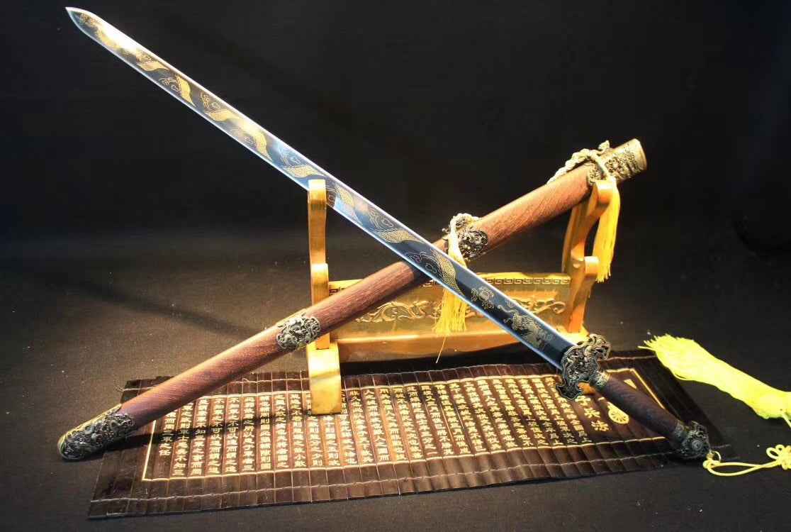 Dragon Sword,Medium carbon steel etch blade,Rosewood,Alloy — High Carbon Steel Chinese Sword by DRACBLADE