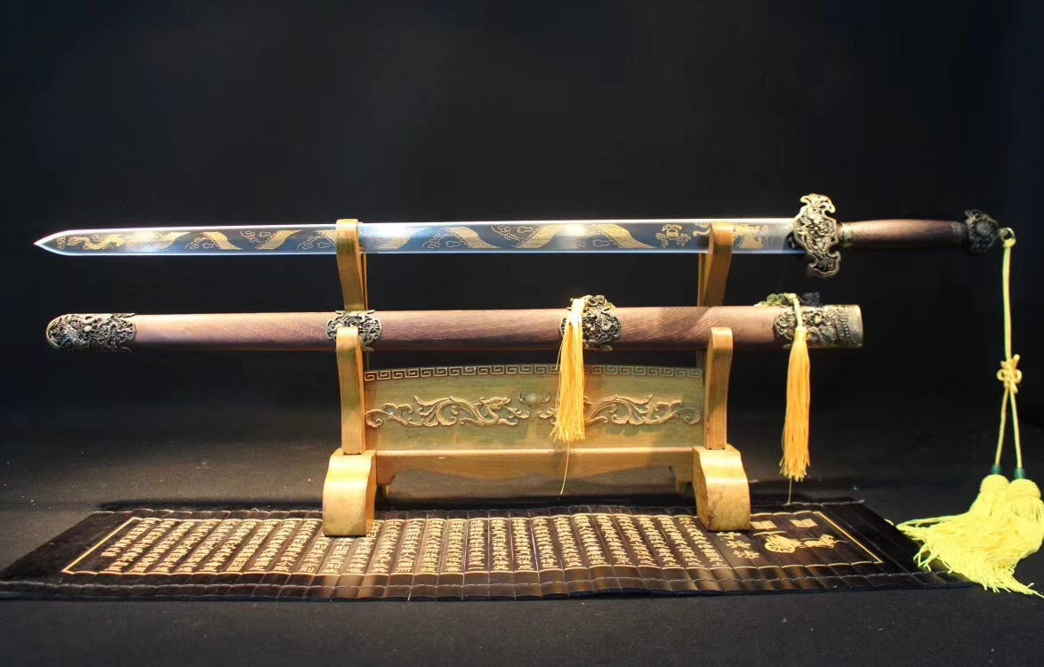 Dragon Sword,Medium carbon steel etch blade,Rosewood,Alloy — alternate angle view 5