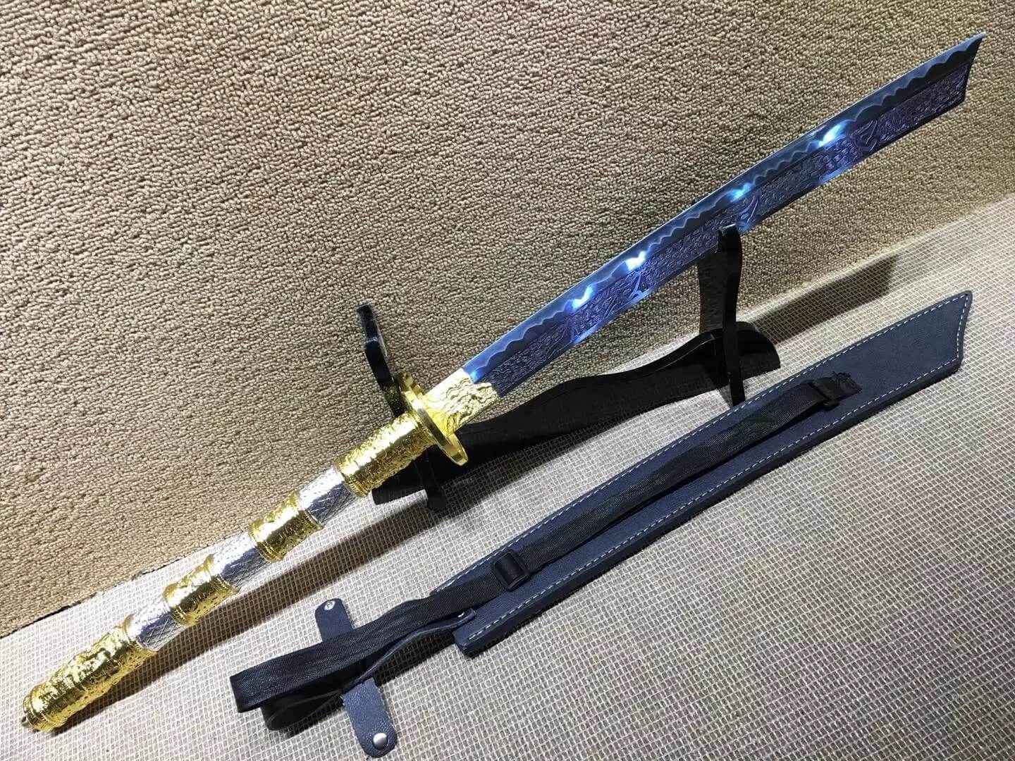 Kangxi baodao,High carbon steel blue blade,Alloy fitting — close-up detail view