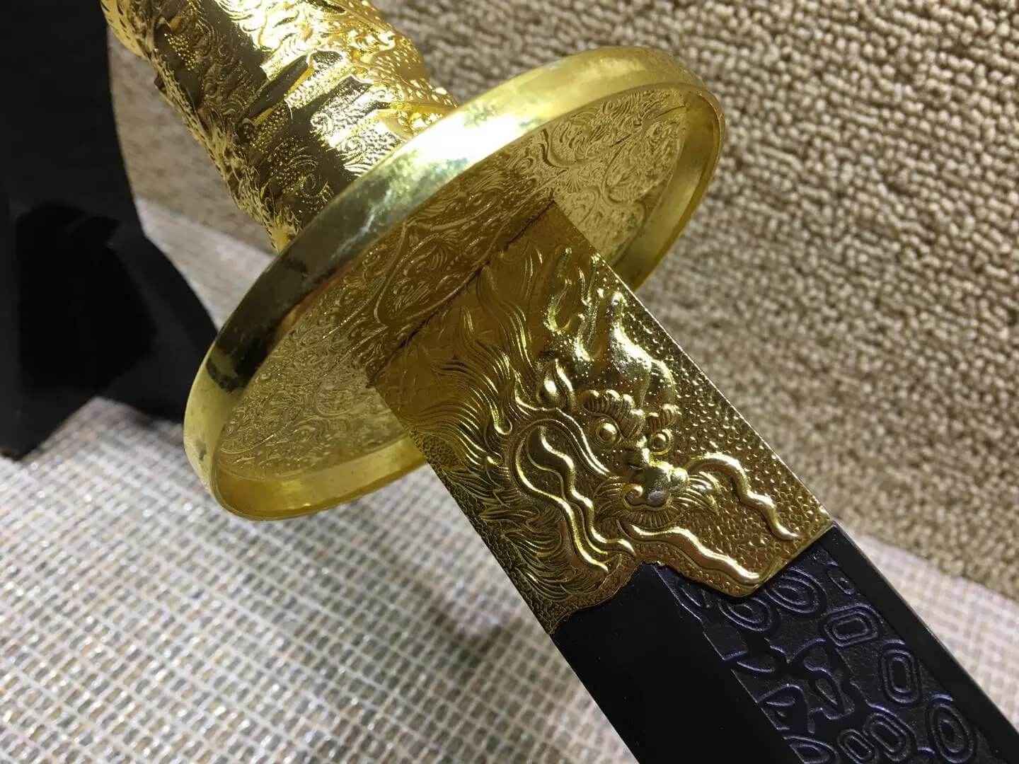 Kangxi baodao,High carbon steel blue blade,Alloy fitting — blade and hamon detail